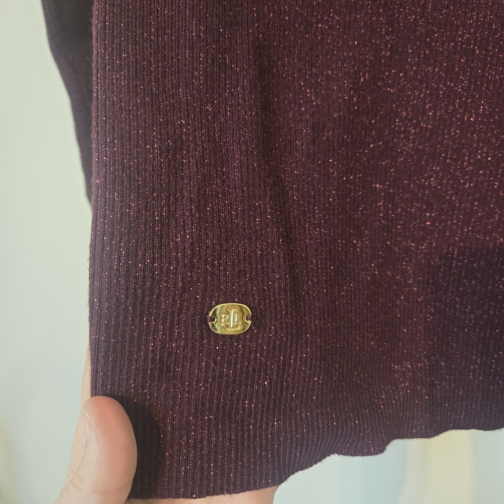 NWT Lauren Ralph Lauren Ribbed Turtle Neck Sweater In Pinot Noir Size Small - Picture 3 of 7
